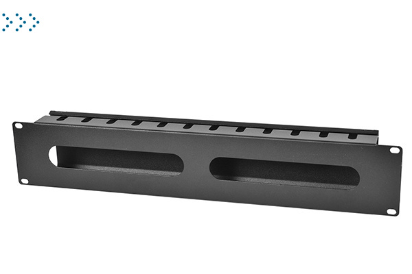 Органайзер кабельный горизонтальный 19" 2U с крышкой, цвет чёрный