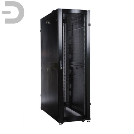Шкаф серверный ПРОФ напольный 48U (600x1200) дверь перфор., задние двойные перфор., черный, в сборе