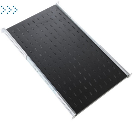 Полка перфорированная выдвижная с телескопическими направляющими, глубина 580 мм, цвет черный