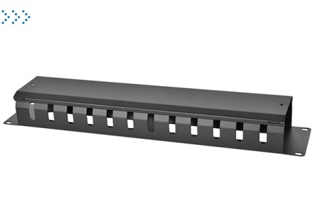 Органайзер кабельный горизонтальный 19" 2U с крышкой, цвет чёрный