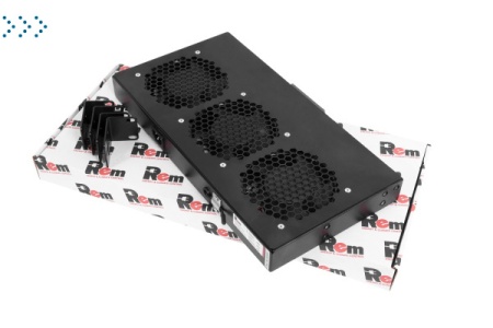 Модуль вентиляторный 19" 1U, 3 вентилятора, регул. глубина 200-310 мм с контроллером, черный