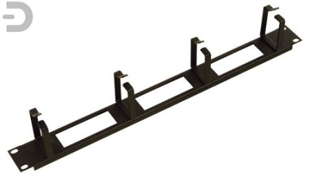 Органайзер кабельный горизонтальный с окнами 19" 1U, 4 кольца, цвет черный