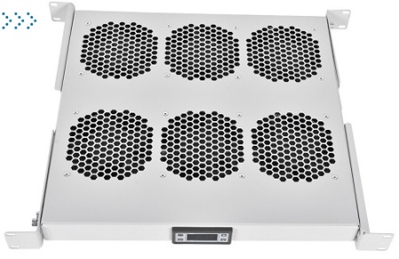 Модуль вентиляторный 19" 1U, 6 вентиляторов, регул. глубина 390-750 мм  с контроллером