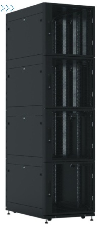 Шкаф серверный ПРОФ напольный колокейшн 44U (600x1000) 4 секции, дверь перфор. 2 шт., черный, в сборе