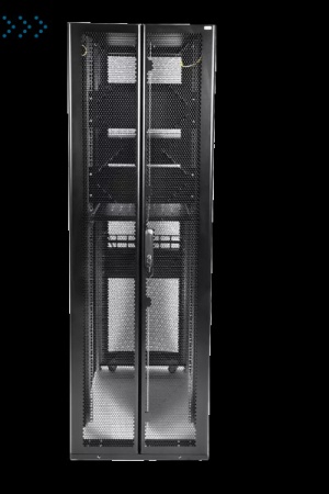 Шкаф серверный напольный 48U (800 × 1200) дверь перфорированная, задние двойные перфорированные, цвет черный