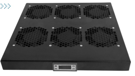 Модуль вентиляторный 19" 1U, 6 вентиляторов, регул. глубина 390-750 мм  с контроллером, черный