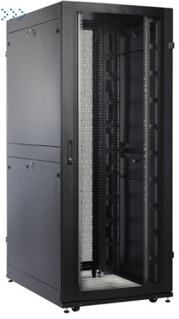 Шкаф серверный ПРОФ напольный 42U (800x1000) дверь перфор. 2 шт., черный, в сборе