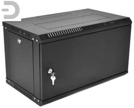 Шкаф телекоммуникационный настенный разборный ЭКОНОМ 6U (600 × 650) дверь металл, цвет черный