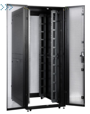 Шкаф серверный ПРОФ напольный 42U (800x1200) дверь перфор., задние двойные перфор., черный, в сборе