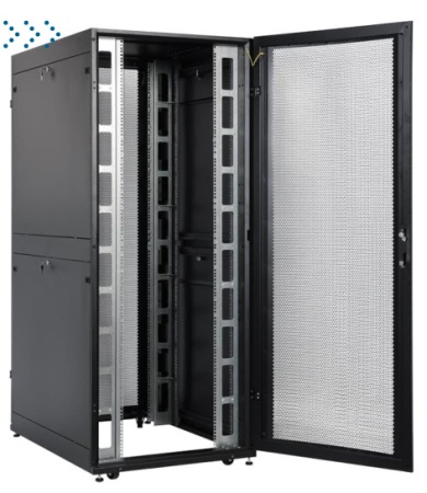 Шкаф серверный ПРОФ напольный 42U (800x1200) дверь перфор., задние двойные перфор., черный, в сборе