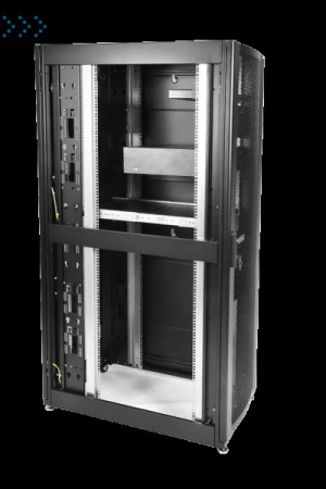 Шкаф серверный напольный 48U (800 × 1000) дверь перфорированная, задние двойные перфорированные, цвет черный