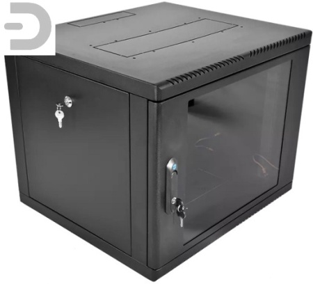 Шкаф телекоммуникационный настенный разборный 9U (600 × 650) съемные стенки, дверь стекло, цвет черный