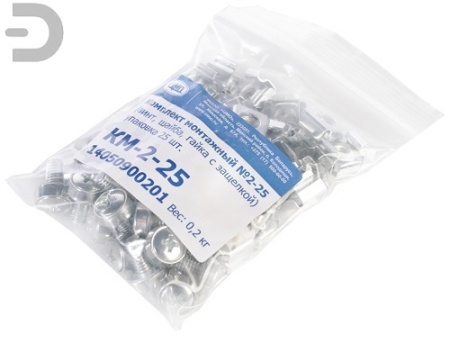 Комплект монтажный № 2 (винт, шайба, гайка с защелкой), упаковка 25 шт.