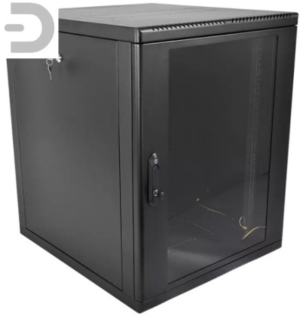 Шкаф телекоммуникационный настенный разборный 12U (600 × 650) съемные стенки, дверь стекло, цвет черный