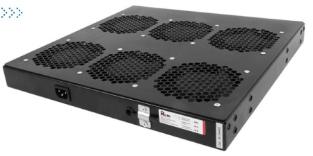 Модуль вентиляторный 19" 1U, 6 вентиляторов, регул. глубина 390-750 мм  с контроллером, черный