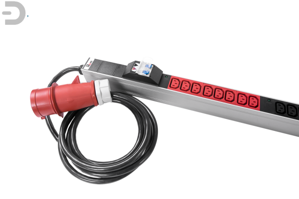 Верт блок розеток, мониторинг, измерение, 3 фазы 16А, 36C13, 1420 мм, вх IEC 309, шнур 3м