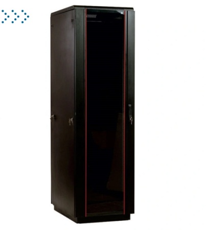 Шкаф телекоммуникационный напольный 42U (600x800) дверь стекло, цвет чёрный