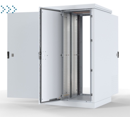 Шкаф уличный всепогодный напольный 18U (Ш1000хГ900) с электроотсеком, три двери