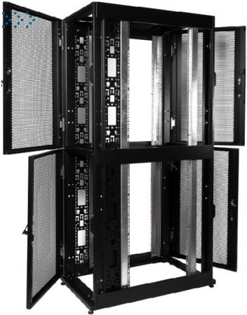 Шкаф серверный ПРОФ напольный колокейшн 40U (600x1000) 2 секции, дверь перфор. 2 шт., черный, в сборе