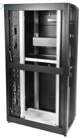 Шкаф серверный ПРОФ напольный 42U (600x1200) дверь перфор., задние двойные перфор., черный, в сборе