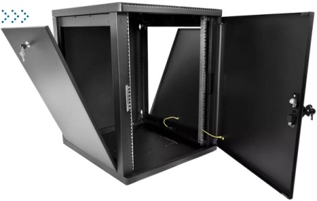 Шкаф телекоммуникационный настенный разборный 12U (600 × 650) съемные стенки, дверь металл, цвет черный