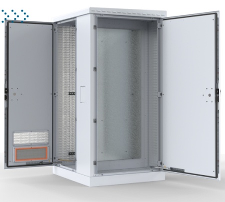 Шкаф уличный всепогодный напольный 18U (Ш1000хГ900) с электроотсеком, три двери