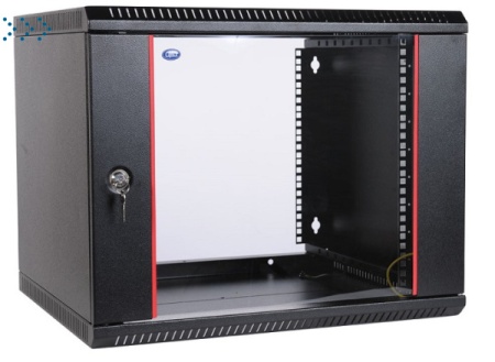 Шкаф телекоммуникационный настенный разборный 15U (600х520) дверь стекло, цвет черный
