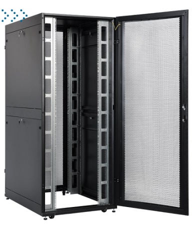 Шкаф серверный ПРОФ напольный 48U (800x1200) дверь перфор., задние двойные перфор., черный, в сборе