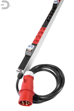 Верт блок розеток, мониторинг, измерение, 3 фазы 16А, 24S, 1820 мм, вх IEC 309, шнур 3м