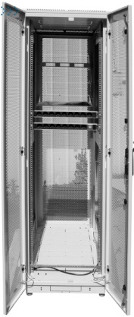 Шкаф телекоммуникационный напольный 42U (600 × 1000) дверь перфорированная, задние двойные перф.