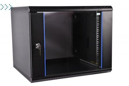 Шкаф телекоммуникационный настенный разборный 6U (600х520) дверь стекло, цвет черный