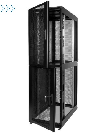 Шкаф серверный ПРОФ напольный колокейшн 46U (600x1000) 2 секции, дверь перфор. 2 шт., черный, в сборе