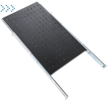 Полка перфорированная выдвижная с телескопическими направляющими, глубина 450 мм, цвет черный