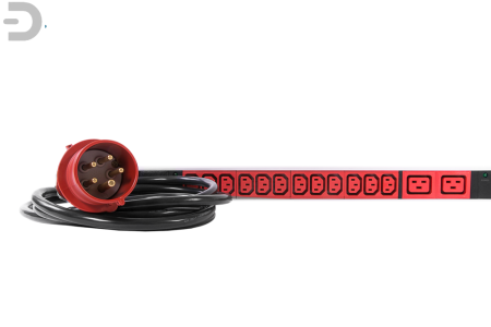 Верт блок розеток, мониторинг, измерение, 3 фазы 16А, 36C13, 6C19, 1820 мм, вх IEC 309, шнур 3м