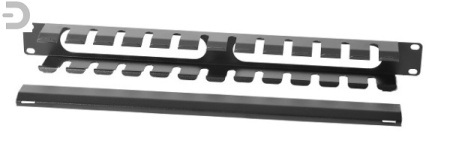 Органайзер кабельный горизонтальный 19" 1U с крышкой, цвет чёрный