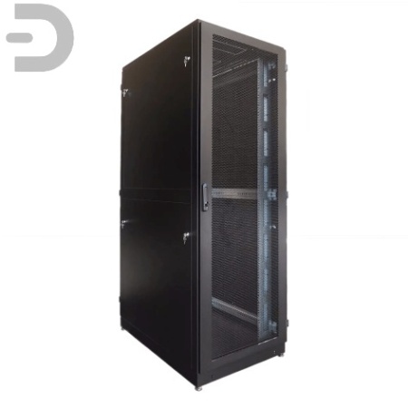 Шкаф серверный напольный 42U (800 × 1000) дверь перфорированная, задние двойные перфорированные, цвет черный